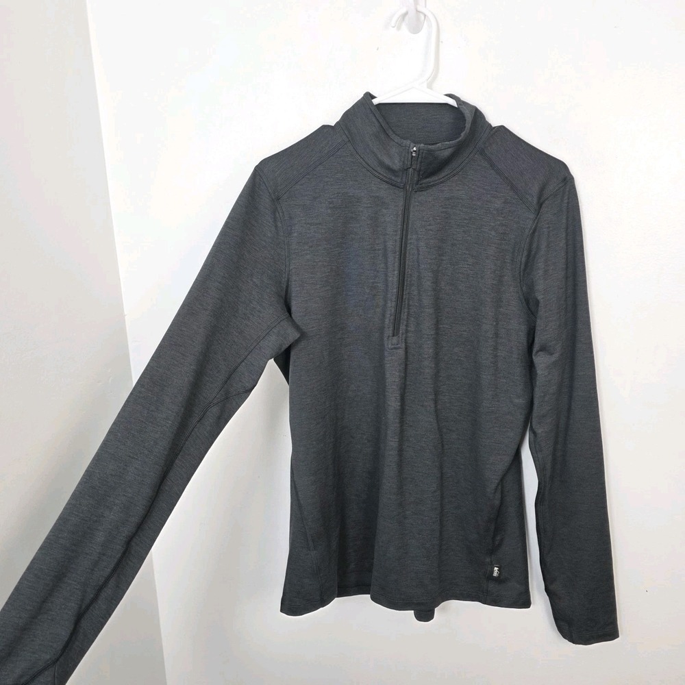 REI CO-OP Gray 1/2 Zip Midweight Base Layer Mock Neck Outdoor Pullover Top Sz L